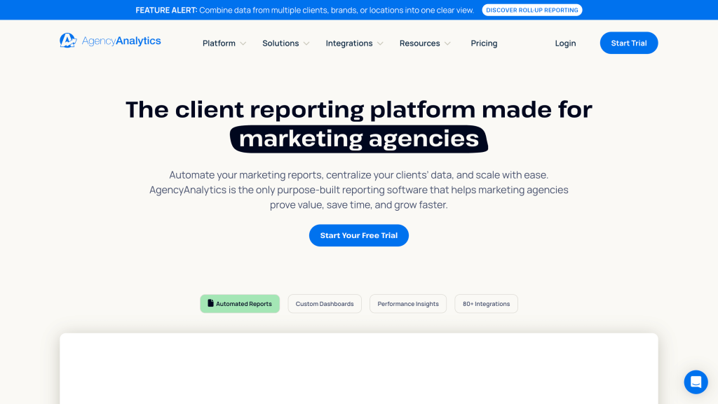 Agency Analytics Homepage