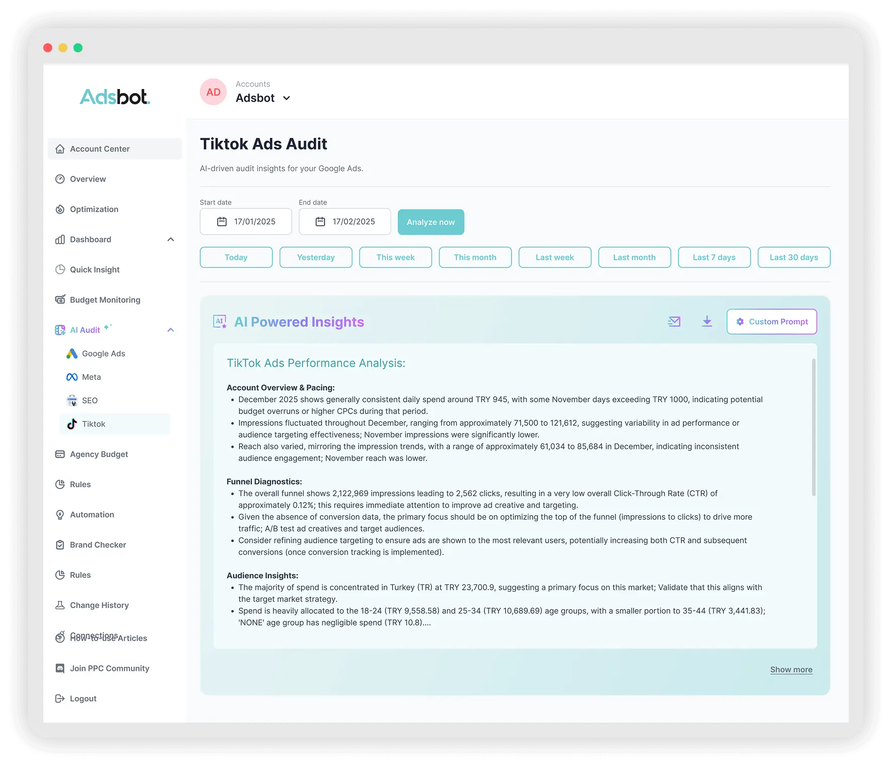 TikTok Ads AI Audit Tool